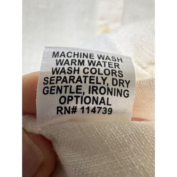 FLAX 100% Linen Button Front 3/4 Sleeve Collared Blouse, Lagenlook, Sz L - Picture 8 of 9